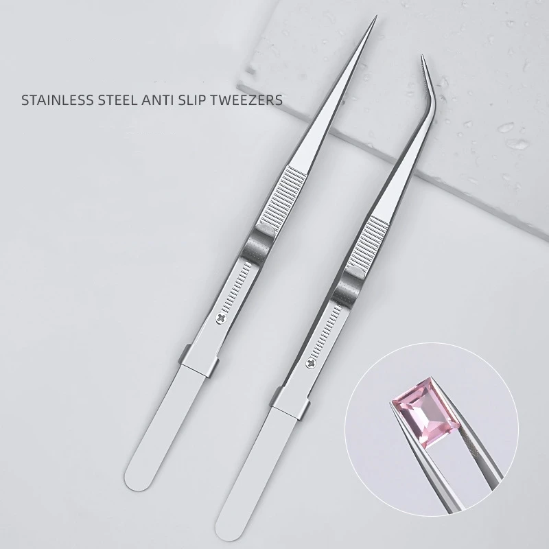 

Stainless Steel Tweezers Adjustable Slide lock Precision Tweezer Multipurpose Dental Tools DIY Gem Jewelry Making