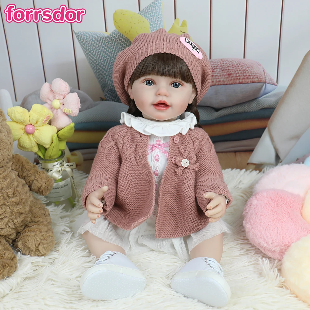 55cm Lifelike Reborn Baby Girl Doll Full Silicone Vinyl Girl Body Washable Elaine Princess Toddler Bebe Birthday Christmas Gift
