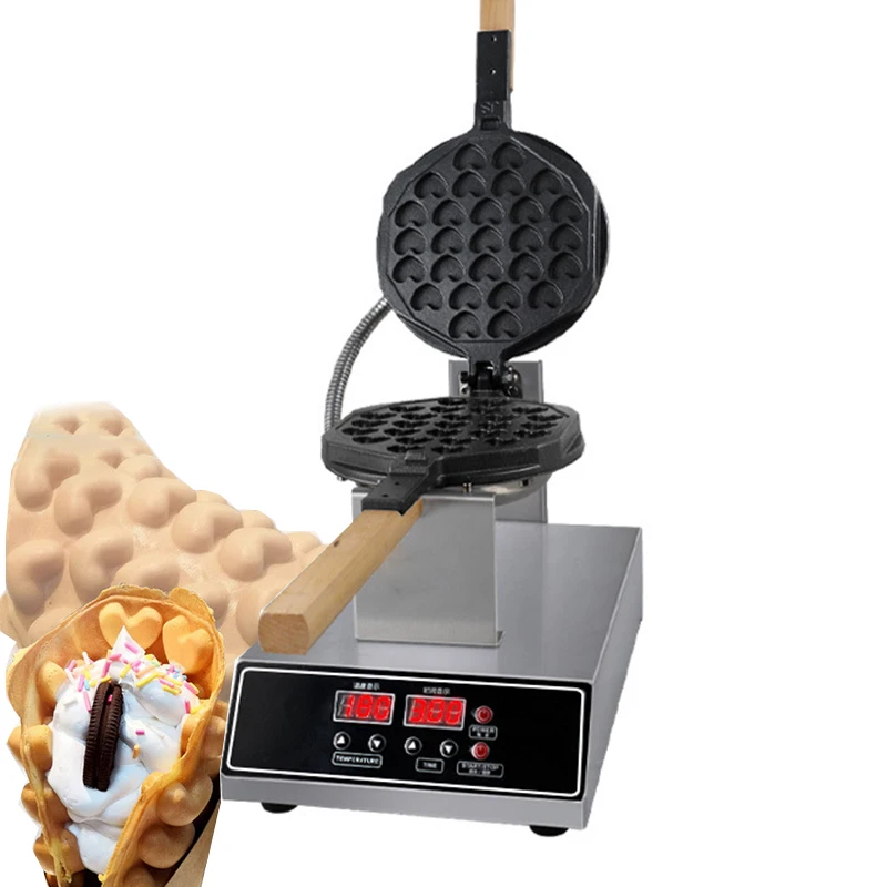 Commercial Heart Shape Eggs Bubble Waffle Maker Machine 110V 220V Non-stick Eggettes Waffle Iron Cake Oven