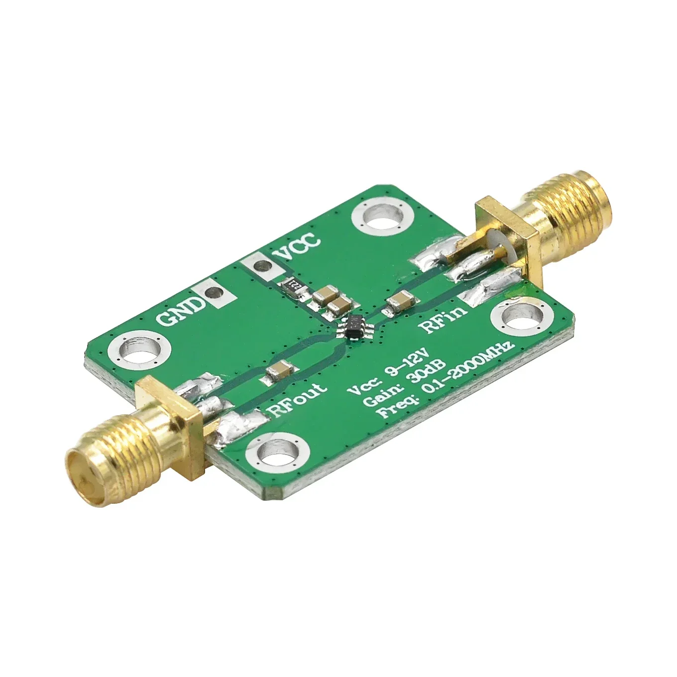 0.1-2000MHz RF Amplificador de banda larga alto ganho 30dB Amplificador de baixo ruído LNA Placa de desenvolvimento