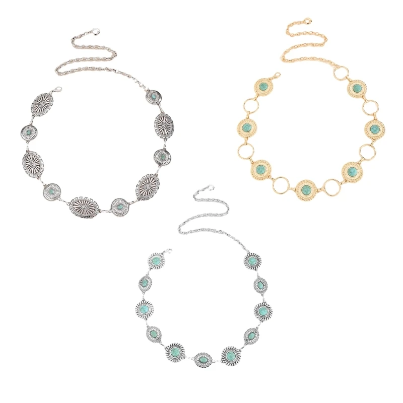 

Women Ethnic Belt Relief Buckle Waist Chain for Summer Dress Dropship