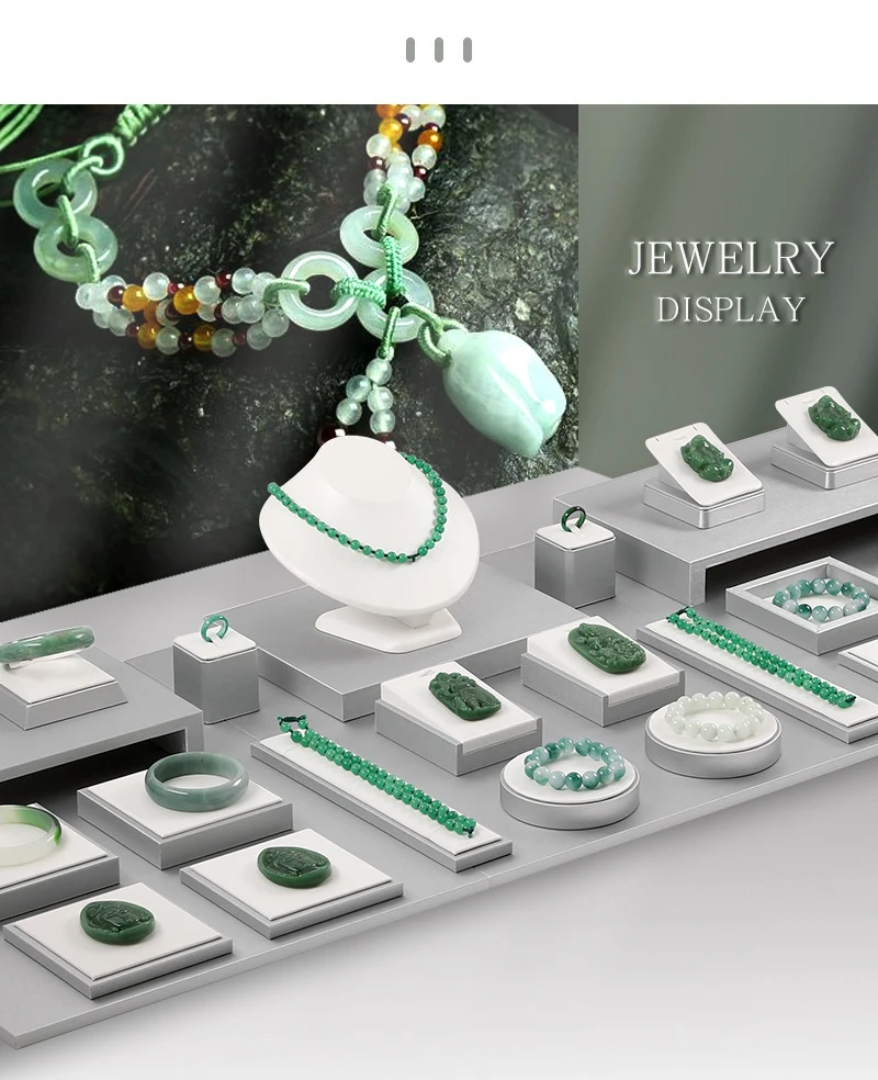 White PU Leather Bust Jewelry Display Stand Holder Bracelet Earring Necklace Ring Jade Counter Pendant Neck Model Organizer Rack