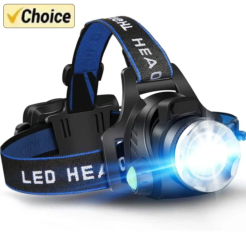

D2 Powerful LED edc Headlamp 18650 DC Rechargeable Headlight Zoomable Head Lamp Waterproof Head Work Light Head Torch Flashlight