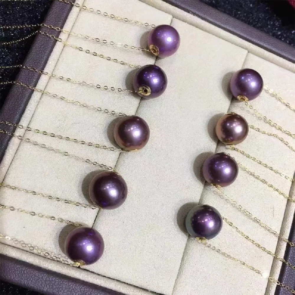 

Beautiful Pearl Pendant AAAA 11-12mm Natural South Sea Purple Pearl Pendant 18inch-925s * 18k/AU750 Gold