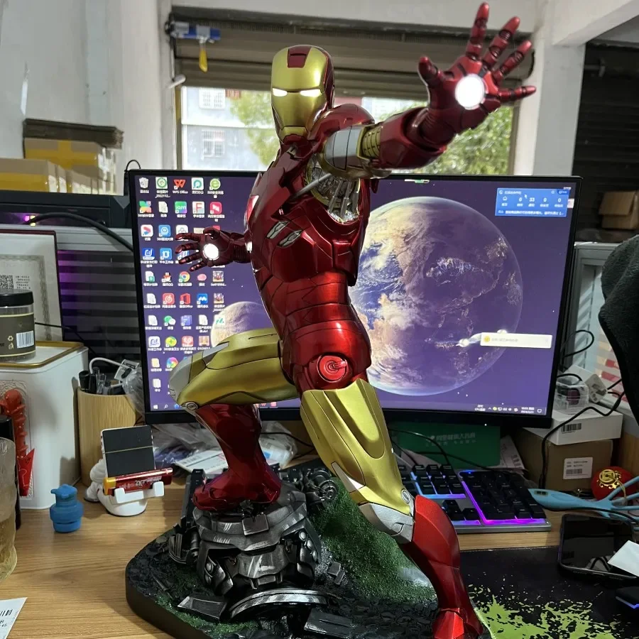 Iron Man 50cm Mk6 Anime Figures Avengers Iron Man Mk6 Large Figurine Luminous Figures Gk Model Ornaments Boyfriend Birthday Gift