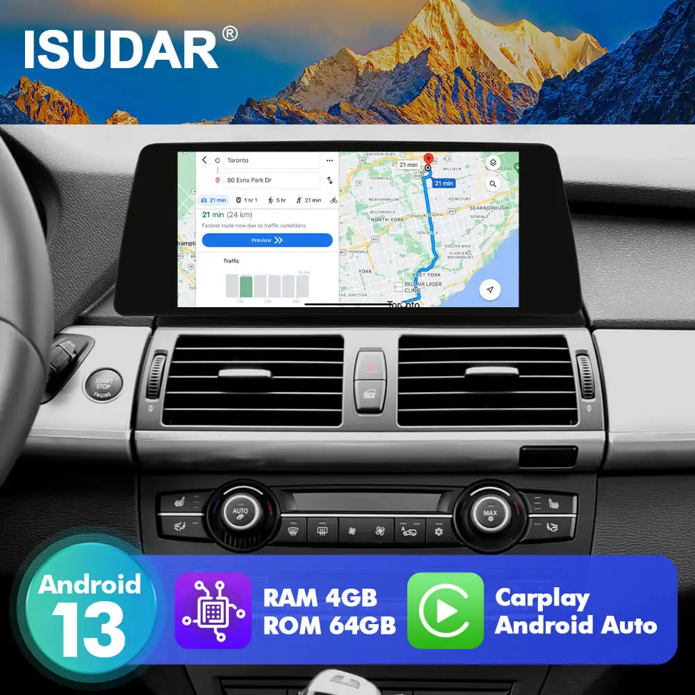 

10.33" Touch Screen Display For BMW X5 E70/X6 E71 CCC CIC Wireless Carplay Android Auto Mirrorlink Accessories Navigation Stereo