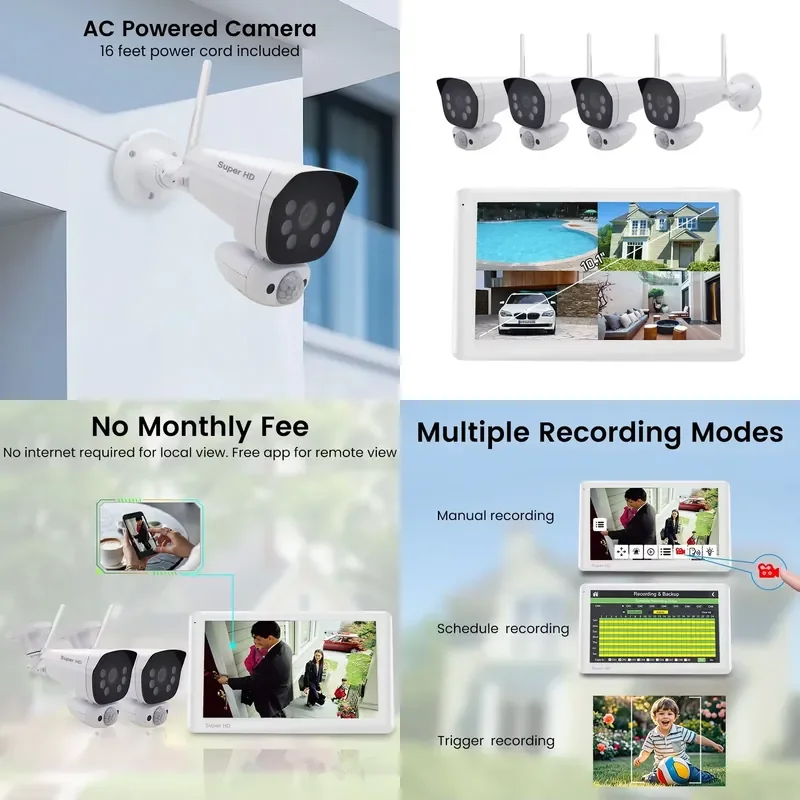 Smart Security Camera System 3MP CMOS 10.1