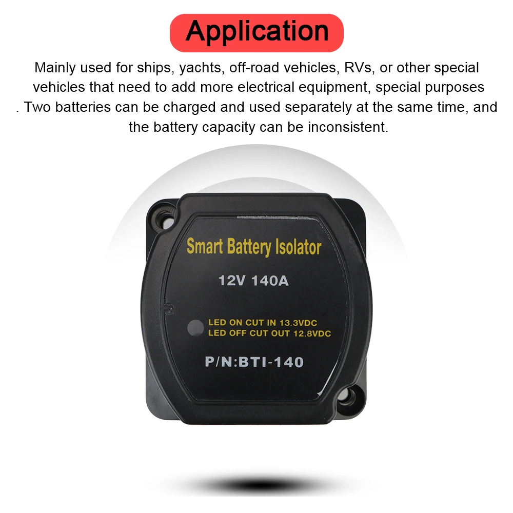 Auto Parts Relay VSR ​for Camper 12V 140A Car Smart Battery Isolator Charge 2 Battery Bank Voltage Sensitive Split Charge