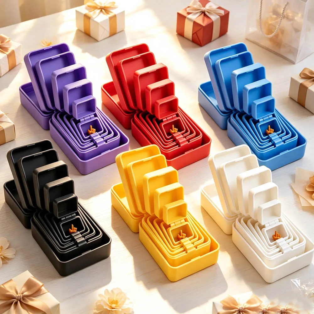 Funny 6 Layers 3D Printed Multi-Layer Nesting Surprise Gift Box,Halloween Gift Box with Mini Middle Finger,Prank Gift Box Case