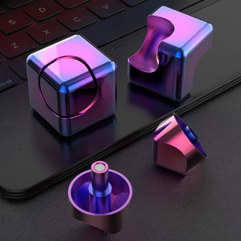 Cubo antistress Fidget Spinner EDC Trottola in metallo Punta giroscopio Ansia Riducendo giocattoli Alleviare la decompressione antistress