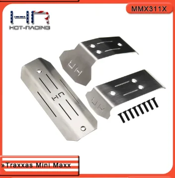 Placa de deslizamiento de acero inoxidable Hot Racing para chasis inferior de Traxxas Mini Maxx