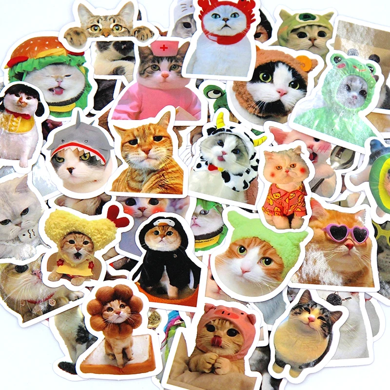 10/50/100pcs Cute Funny Cat Pets Animals Graffiti Stickers Phone Guitar Laptop Notebook Suitcase Cup Waterproof Sticker Kids Toy