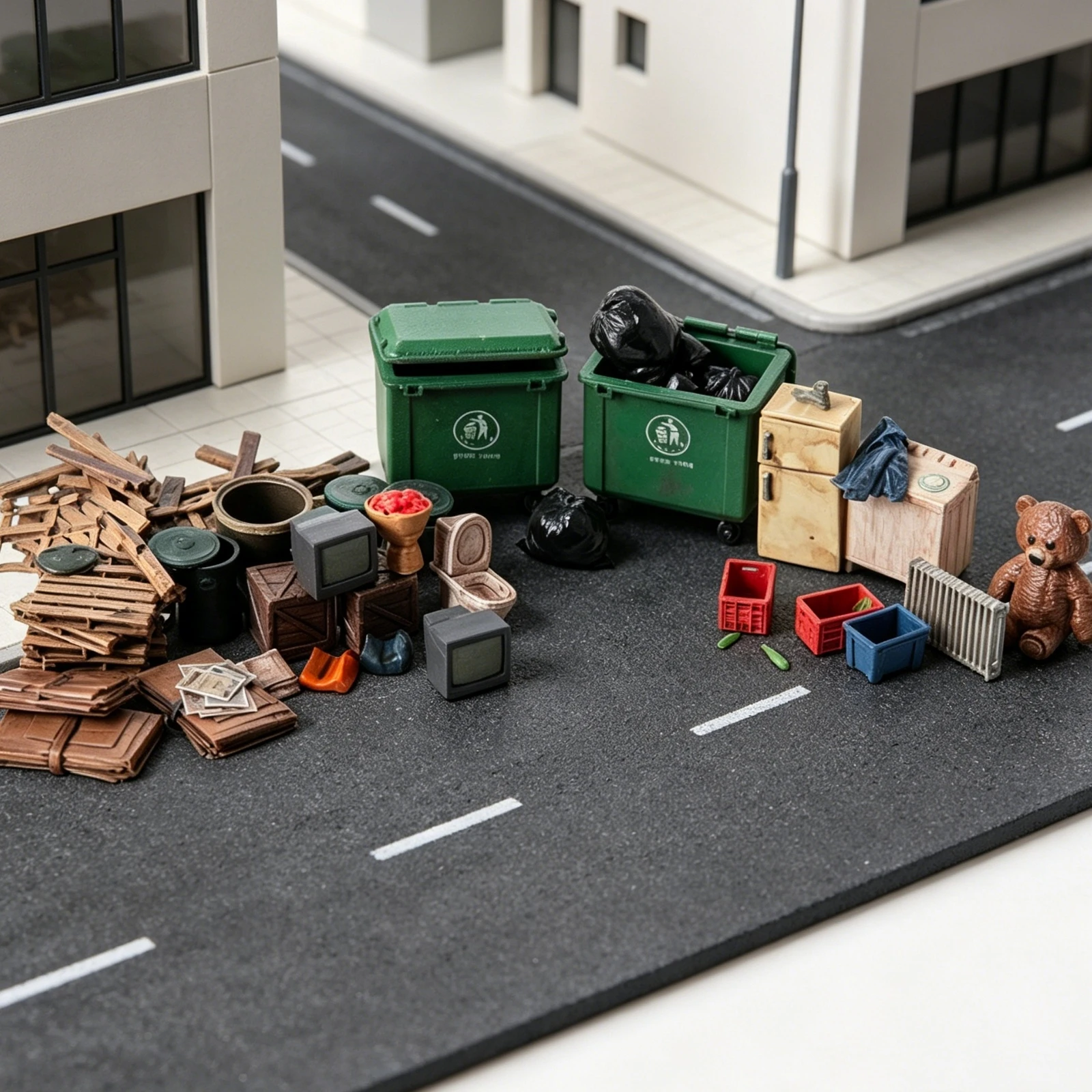 City Street-Cleaning Miniature Scene Mixed-Color Garbage Pile Model