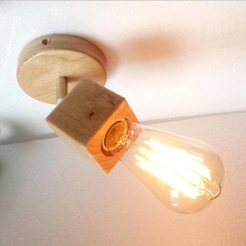 Nordic Creative Solid wood luminaria Simple bedroom livingroom corridor indoor wall lamp home decor бра Adjustable wall light