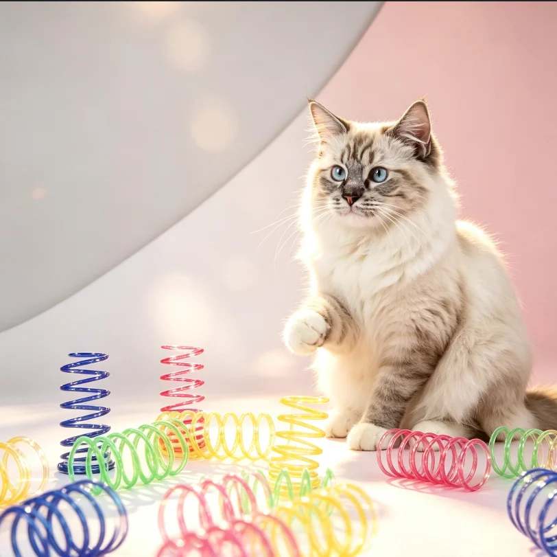 4/8/20/100pcs Kitten Cat Toys Durable Cat Spring Toy Colorful Springs Cat Pet Toy Coil Spiral Springs Pet Cat Interactive Toys