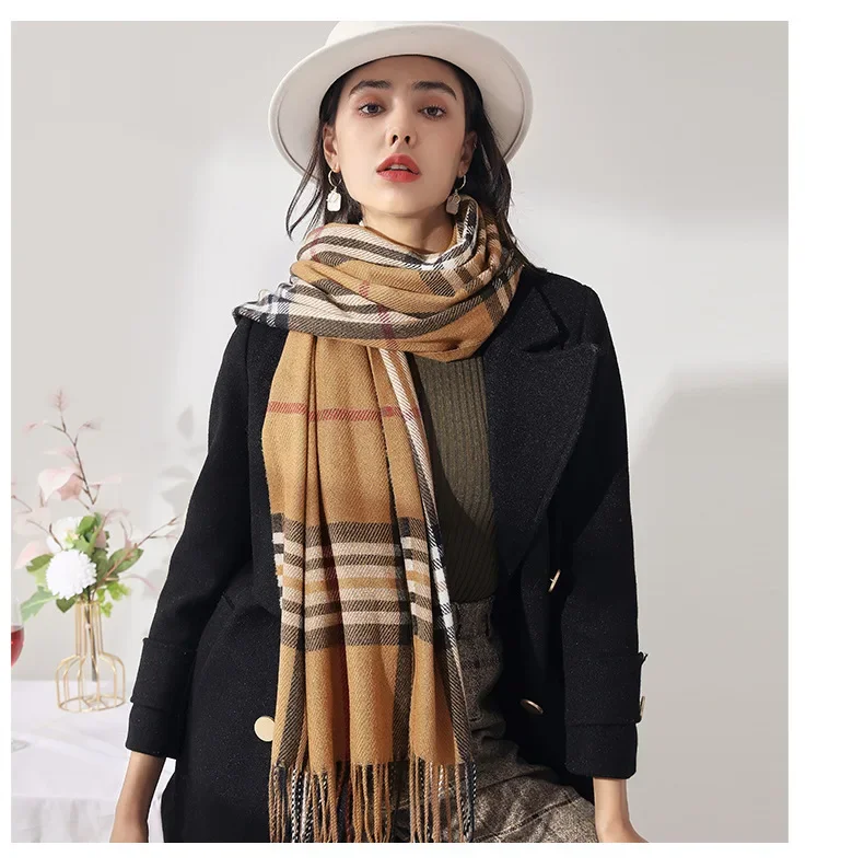 

Colorful Plaid Scarf For Women, Autumn And Winter Cashmere Plaid Scarfs, Thickened