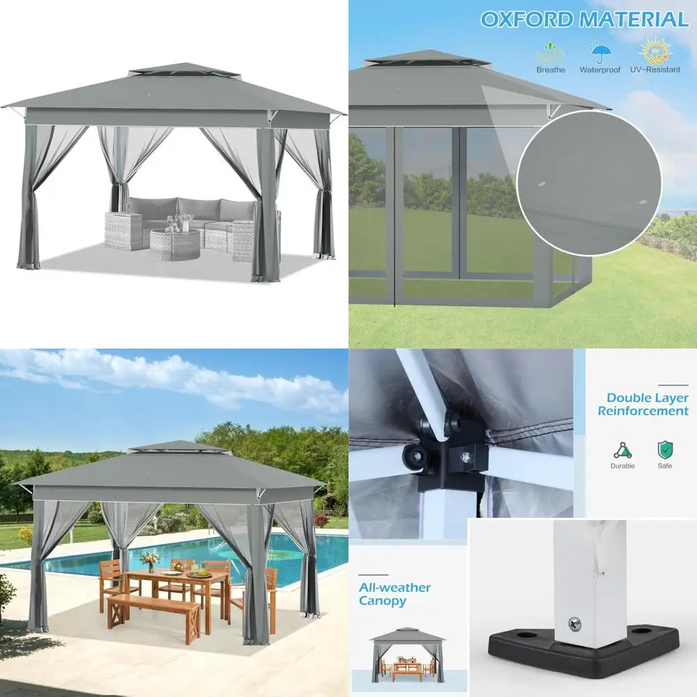 

Mosquito Netting Canopy Tent for Patio Parties, Instant Shelter Gazebo with Waterproof UV Protection and Rolling Bag for Outdoor
