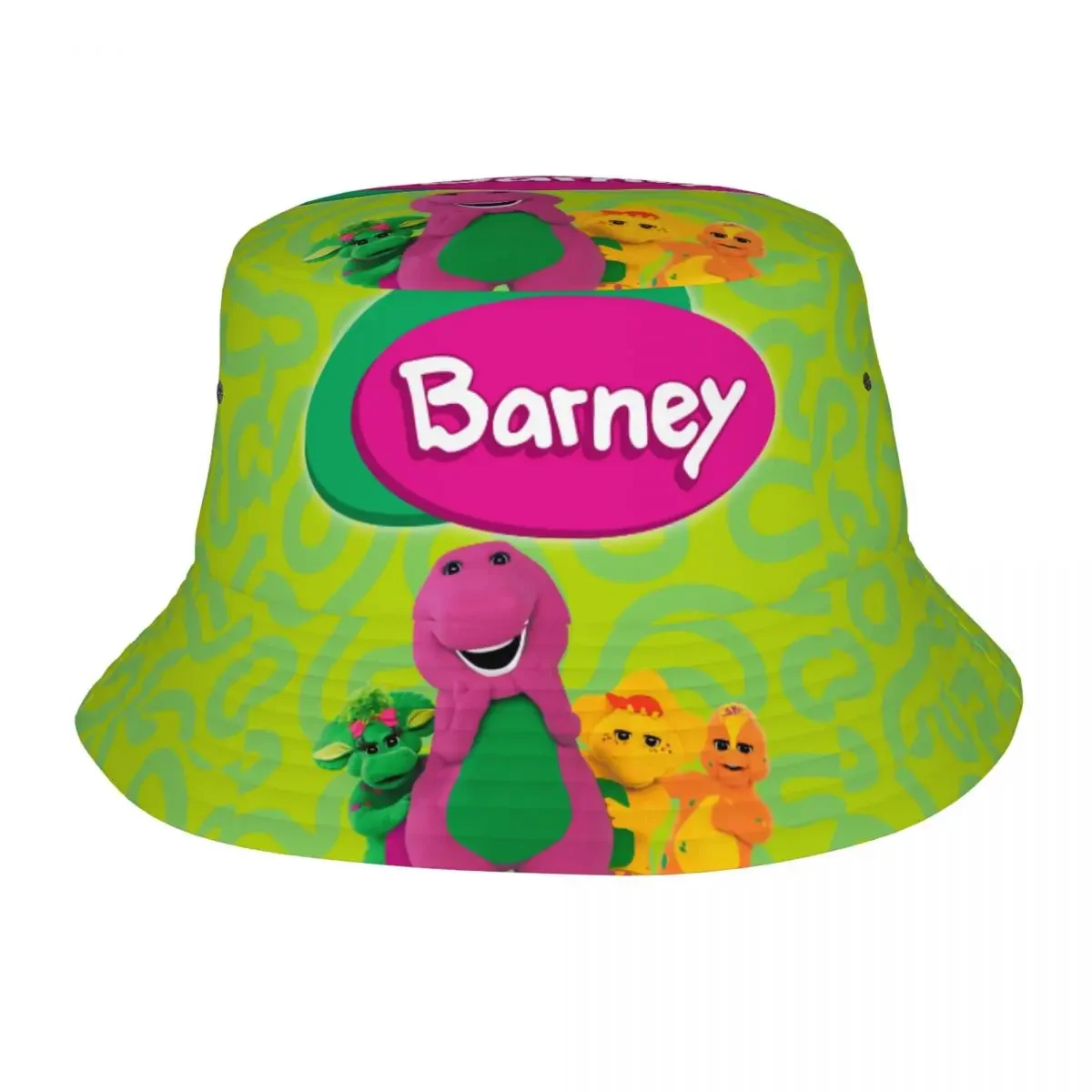 Unisex Bucket Hats Barney Friends Cute Cartoon Spring Headwear Outdoor Fishing Fisherman Caps Dinosaur Dinosaurs Panama Hat