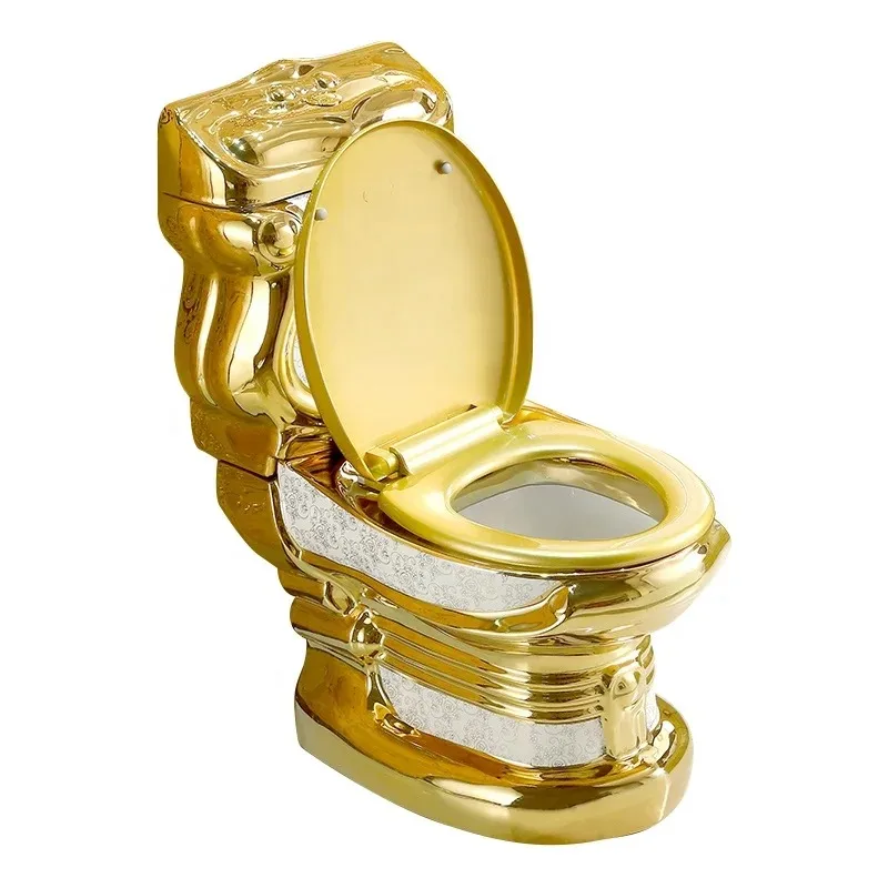 European luxury vintage golden color bathroom sanitary ware wc ceramic gold toilets bowl