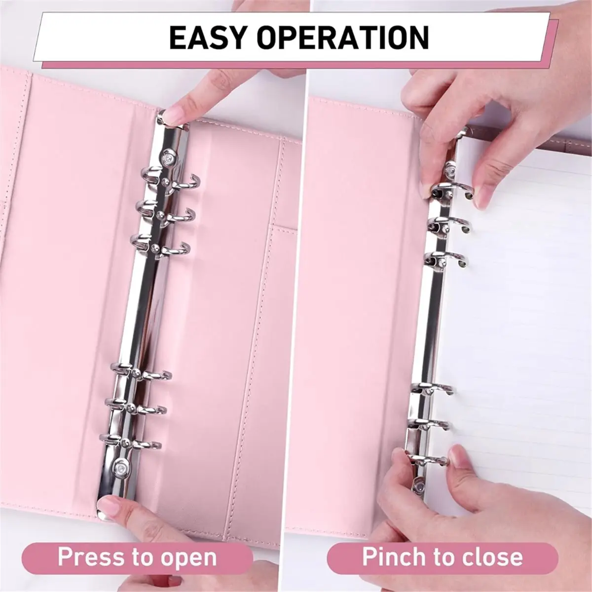 【New User-Coupon!】PU Leather A5 Ring Binder with Magnetic Closure 6 Ring Binder Cover for A5 Filler Paper, Refillable Notebook B