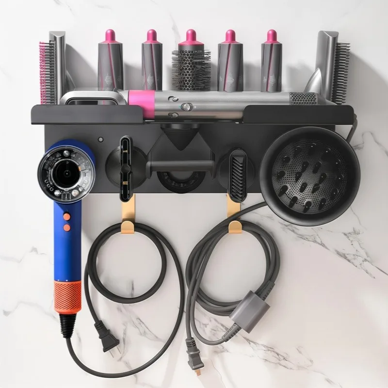 Wall Hair Dryer Holder for Dyson No Punching 2in1 Stand Curling Iron Home Storage Shelf Bathroom Accessories Sundries Organizer