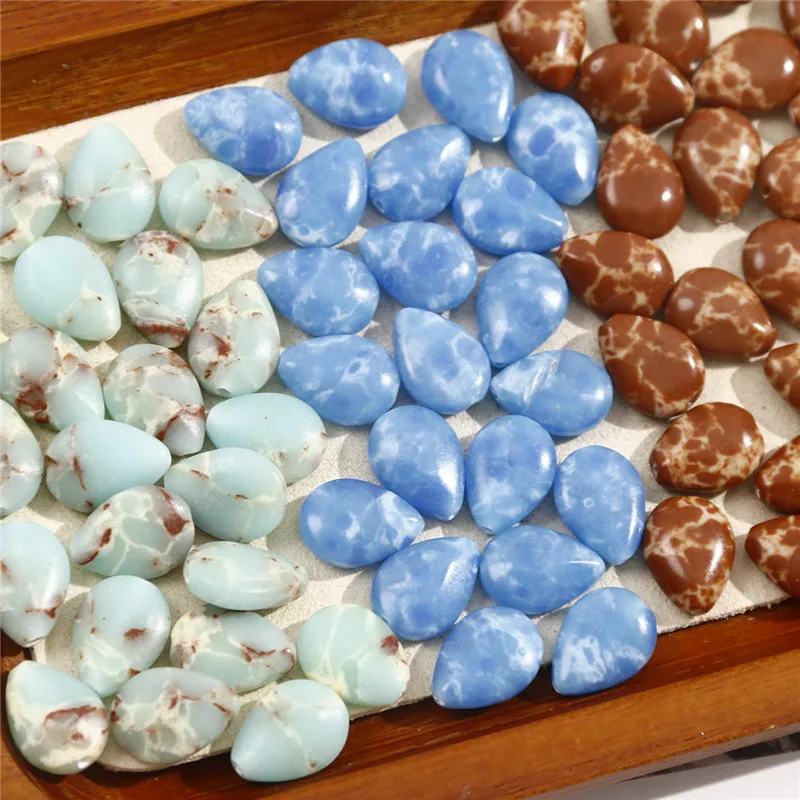 New style 50pcs/lot color pattern print cartoon water drop shape stone beads diy jewelry earring/garment accessory