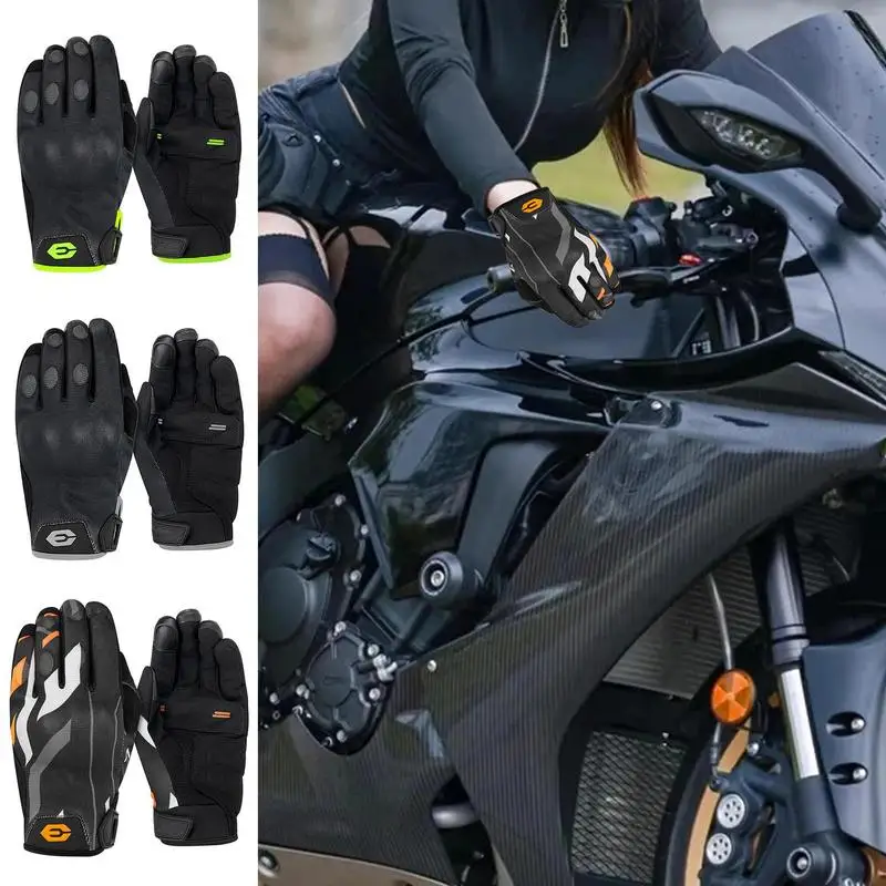 Breathable Motorcycle Gloves Motor Cycle And Riding Gloves Touch Screen Dirt Bike Gear With Anti-Slip Grip Hard Knuckles