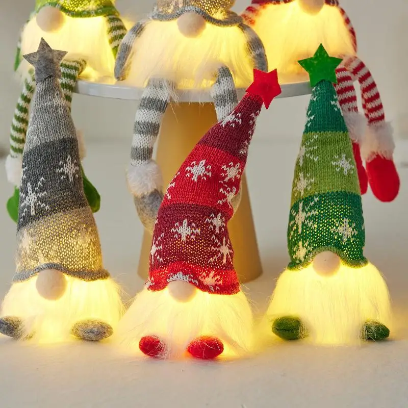 Knitted Faceless Gnome Doll Merry Christmas Tree Decor Home Ornament New Year Festival Gift
