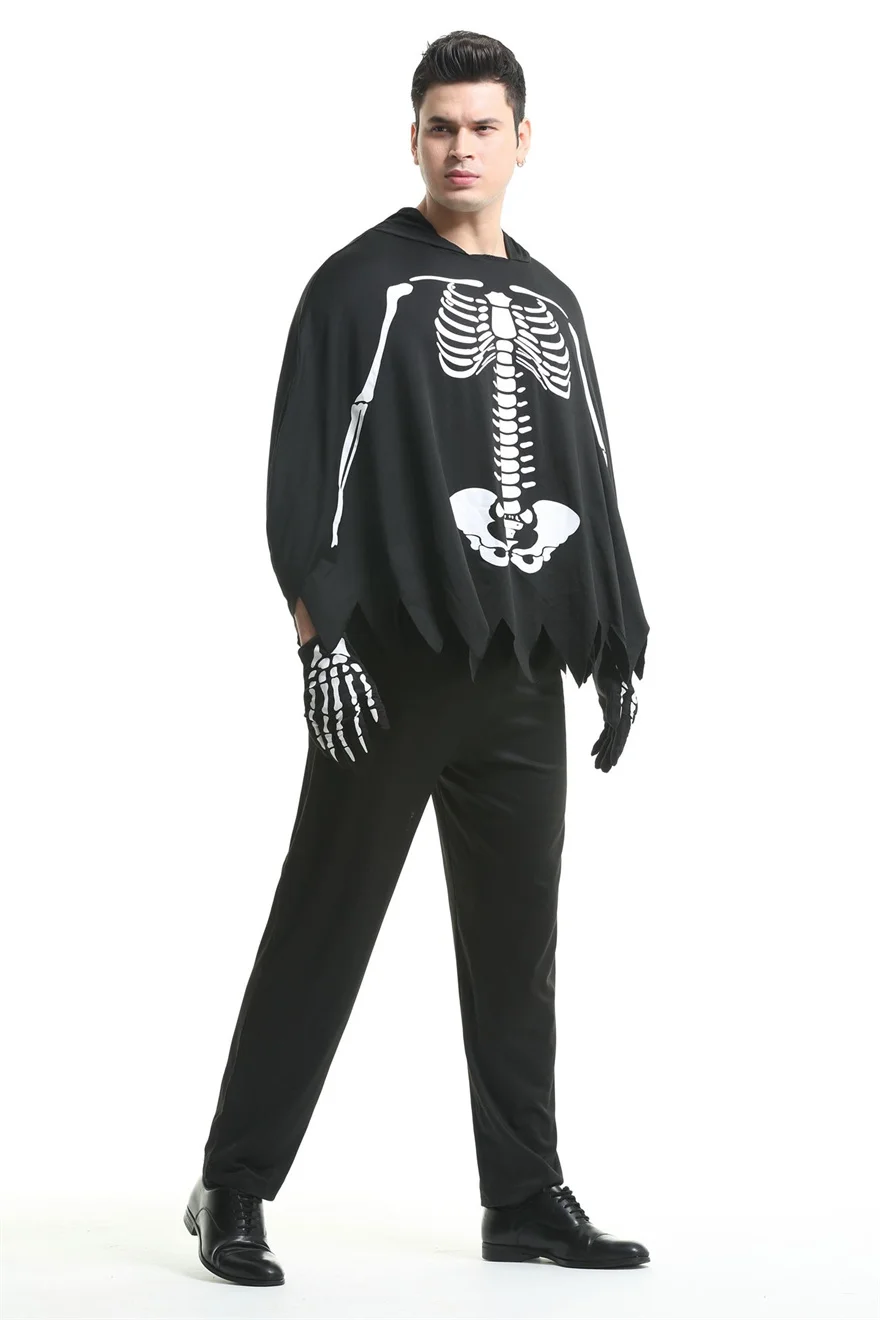 Halloween men adulto grim reaper traje assustador esqueleto fantasma traje cos máscaras terror festa suprimentos calças luvas roupas