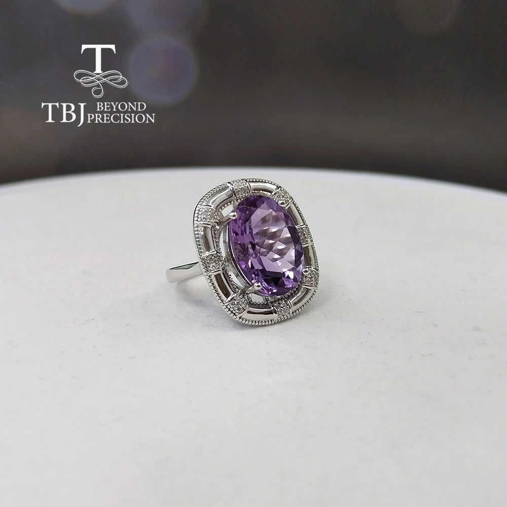 2026, Luxury Natural Brazil Amethyst Large gemstone silver ring February birthstone  unique delicate neutral design fine jewelry
