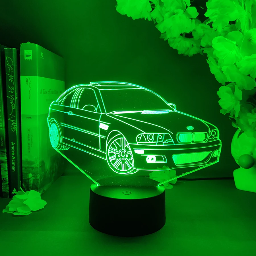 Car LED 3D Illusion Acrylic Lamp 7 Color Changing Nightlight for Boys Bedroom Decoration Christmas Gift Aesthetic Room Decor