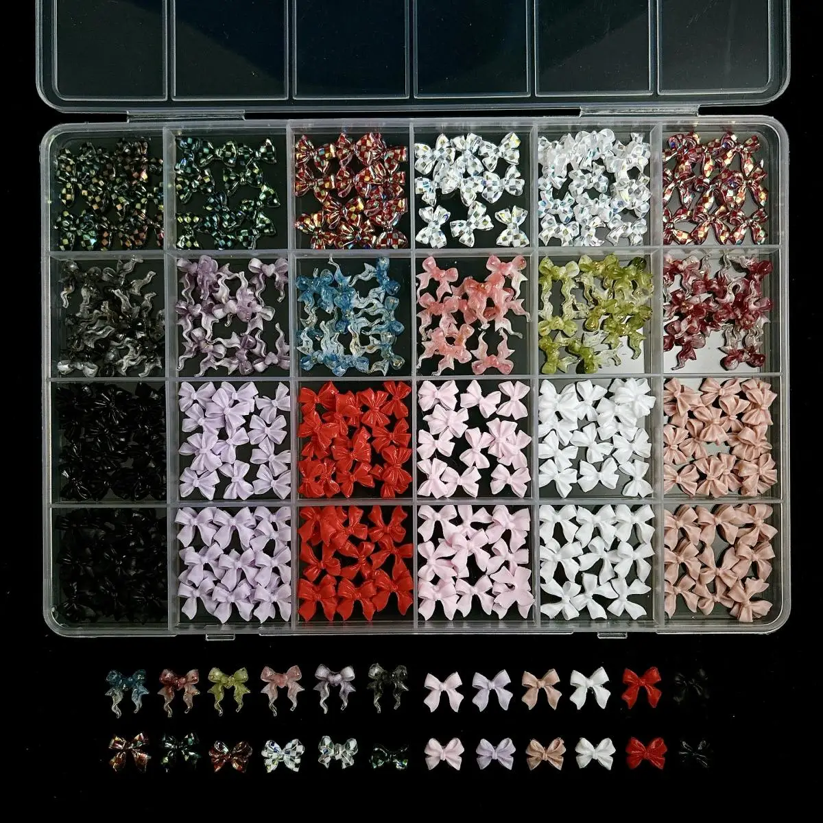 1 Pudełko Białej Serii Żywiczna Kokarda Kwiat Stokrotki Serce Charms do paznokci Śliczny Królik Niedźwiedź Pszczoła Ozdoba do paznokci do majsterkowania