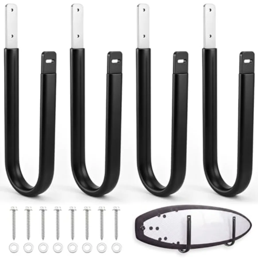 

4 Sets Aluminum Alloy Surfboard Shelf Wall Mount Rack Universal U-Shaped Longboard Skateboard Snowboard Kayak Ski Hangers Tract