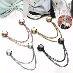 Simple Multi-Function Magnetic Clothing Clip with Chain Metal Buttons Clip Clothes Scarf Trouser Legs Cuff Fixing Magnet Pin