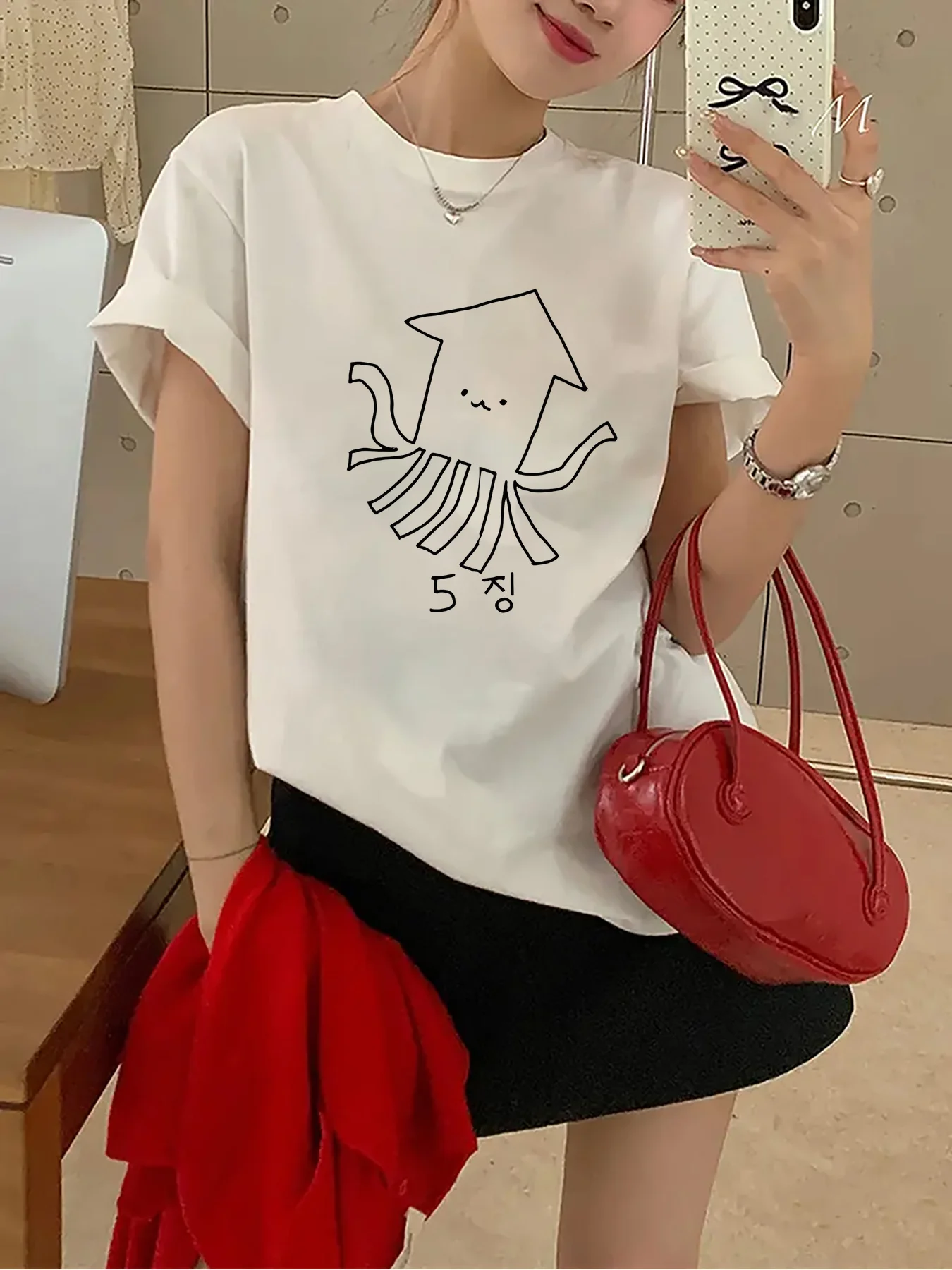 Women's Pure Cotton Short Sleeved T-shirt - 