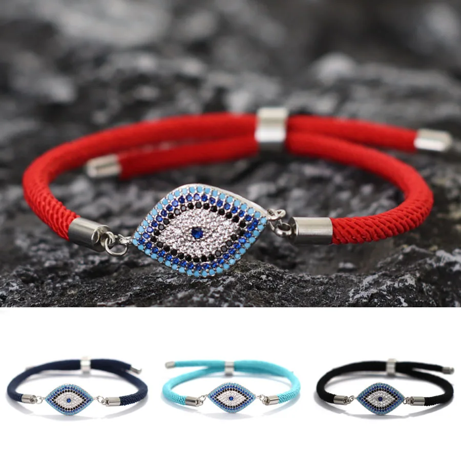 New 5 Styles Turkey Evil Eyes Bracelet For Men Women Luck Red Thread Braslet Luxury Zirconia Braclet Wish Fabric Brazalete Joias