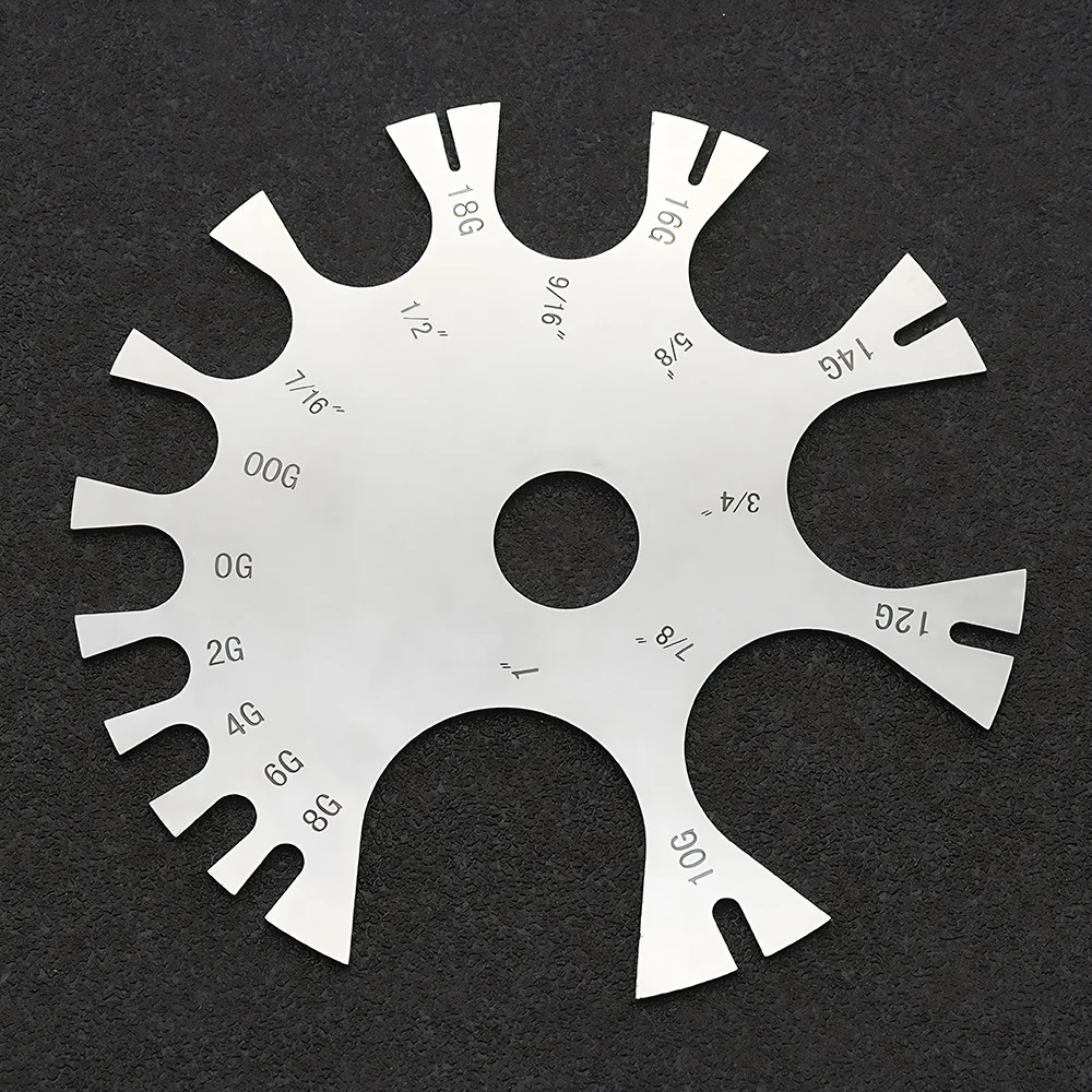 1 Piece Professional Body Jewelry Measuring Tool Gauge Disc, Stainless Steel Diameter Measuring Ruler, 18G (1.0mm) - 1