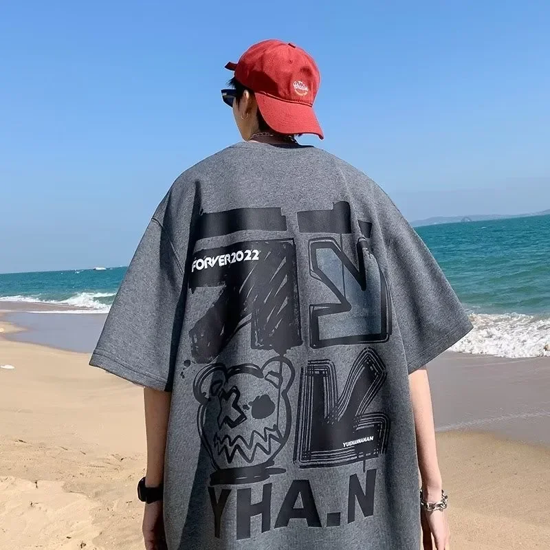Oversized Tshirt Mens Graffiti Back Print Hip Hop Streetwear Casual Summer Loose Short Sleeve Graphic Vintage Tee Novelty Trendy