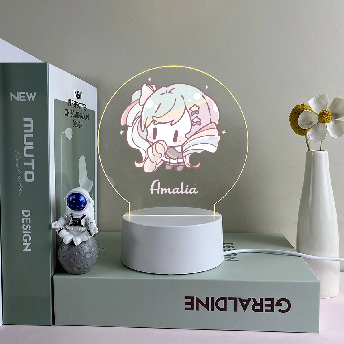 Lámpara acrílica con estampado UV de Chica de Anime japonés, luz nocturna Visual 3D para decoración de dormitorio, nombre personalizado, Diy, nombre, 1 ud.