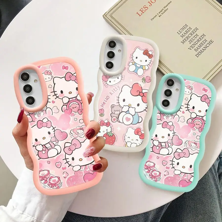 Pink Cat Hello Kitty Case for Samsung Galaxy A51 A73 A06 A04 A05 A30 A02s A20 A52 A55 A50 A03 Soft Phone Cover