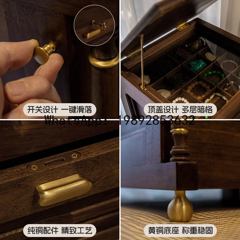 BF North American Black Walnut Solid Wood Dental Cabinet Tea Set Storage Modern Light Luxury Floor Play Jewelry Cabinet
