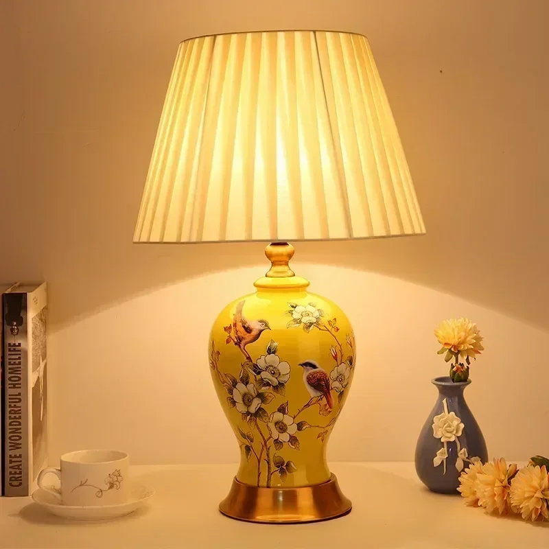 Ceramic Table Lamp Bedroom Bedside Table Lamp Creative and Cozy High-End American Retro European Simple Modern Chinese Lamps view 6