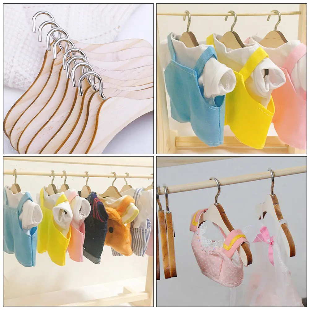 

Набор из 12 мини-вешалок для одежды: высококачественные деревянные держатели для юбок, рубашек, нарядов, аксессуары для детской комнаты