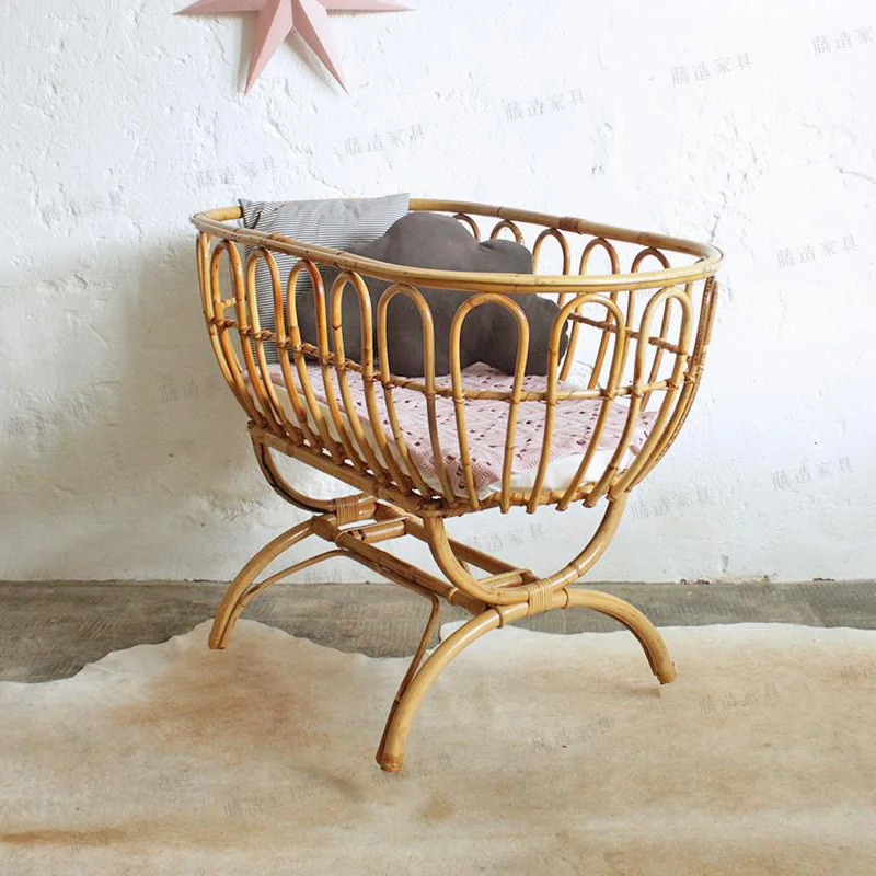 Indonesian Rattan Crib, Handmade Rattan Crib, Children Shooting New Chinese Baby Bed