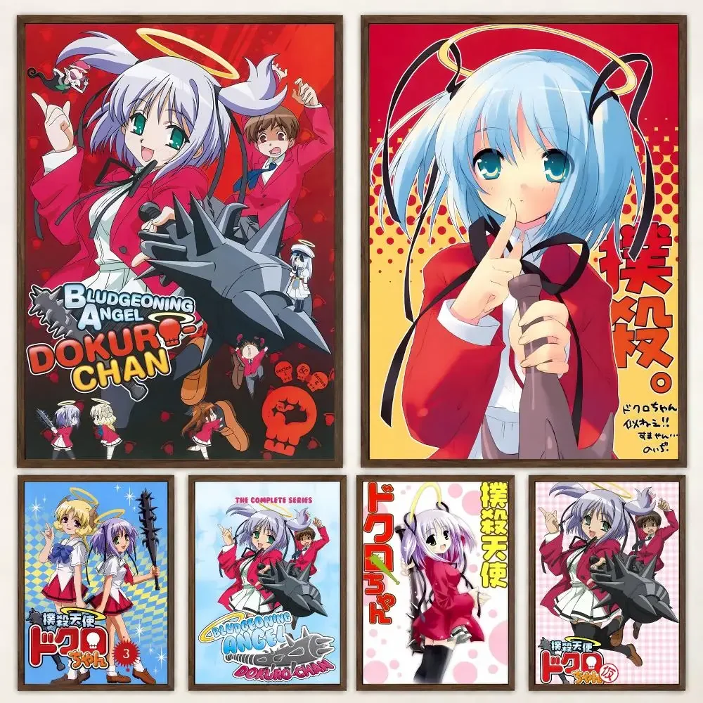 Dark Comedy Anime Bludgeoning Angel Dokuro-chan Poster Self‑Adhesive Waterproof Poster Sticker Wall Art Home Decor