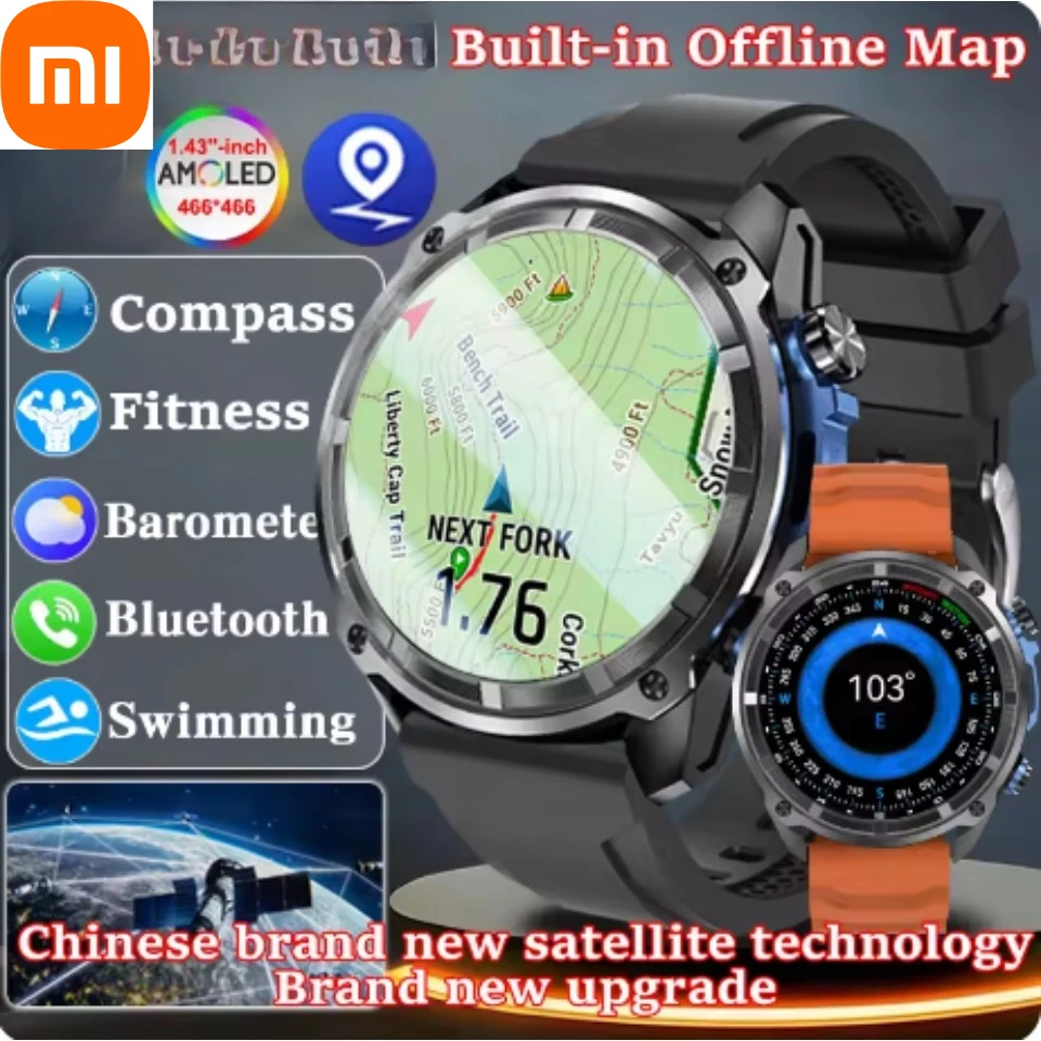 

Xiaomi военные GPS спортивные умные часы мужские 5ATM водонепроницаемый фитнес-трекер 4 ГБ памяти автономные карты 860 мАч аккумулятор умные часы