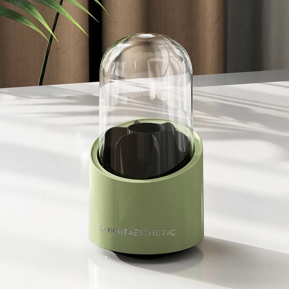 Large Capacity 360° Rotating Makeup Brushes Holder Dustproof Space Saving Cosmetic Storage Box with Lid Waterproof