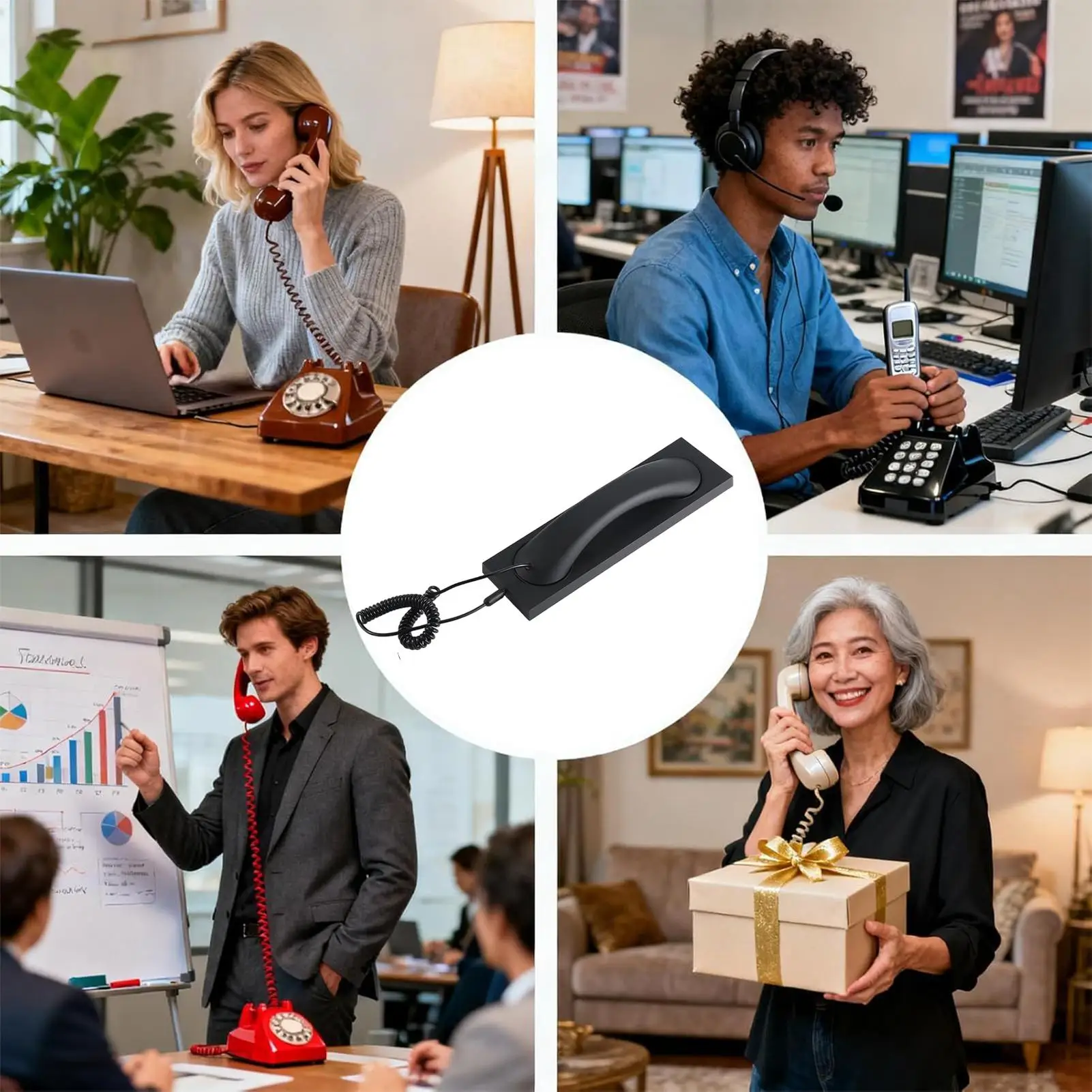 Retro Handset With 3.5mm Jack Noise Reduction Landline Retro Landline Phone For Work Home Office Seniors Computer Wall House