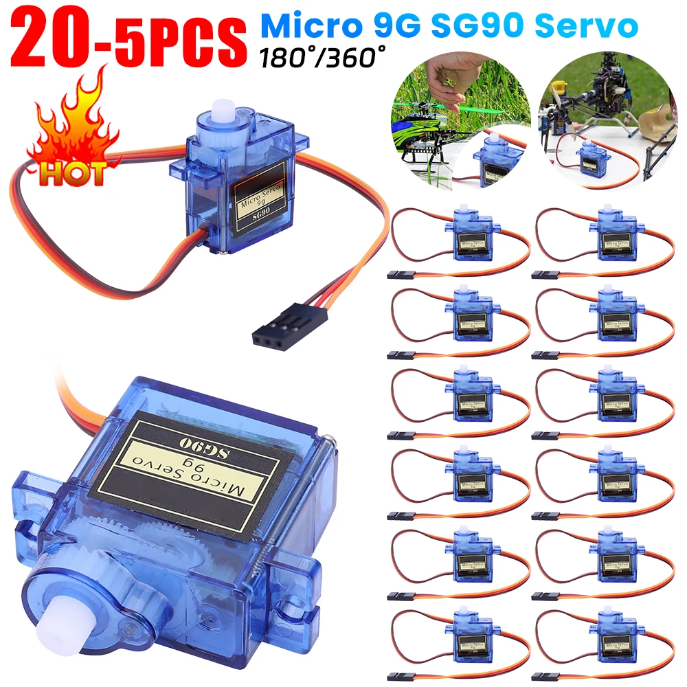 1-20pcs SG90 9G Micro Digital Servo Motor 180/360° Fixed-Wing Micro Gear Servo Motor for Rc Helicopter Toy Airplane Aircraft