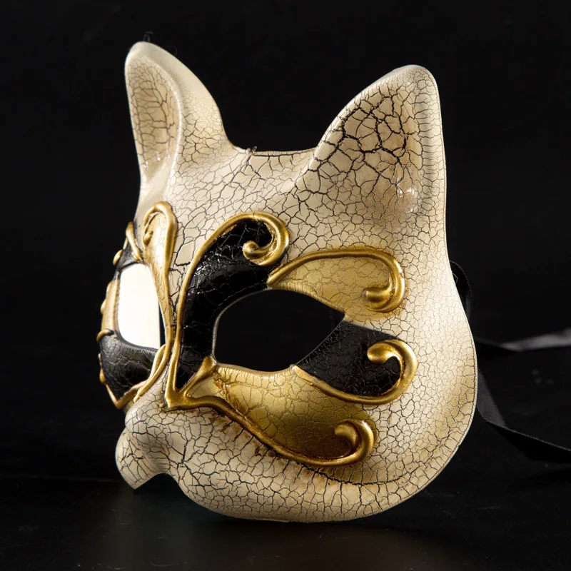 Mask Half Face Kitten Creative Halloween Christmas Children's Masquerade Party Cat Masquerade Party Venice